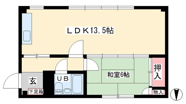 コーポ司(1LDK/2階)の間取り写真
