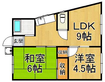 島上マンション北棟(2LDK/2階)の間取り写真