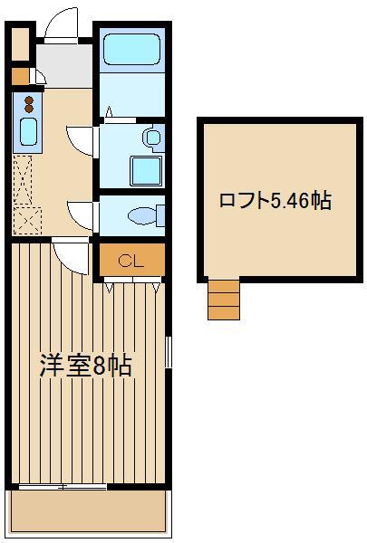 オーブ東大泉(1K/2階)の間取り写真
