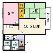 エスポワール多川(2LDK/1階)の間取り写真