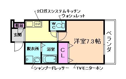 エステイトE池田I(1K/2階)の間取り写真