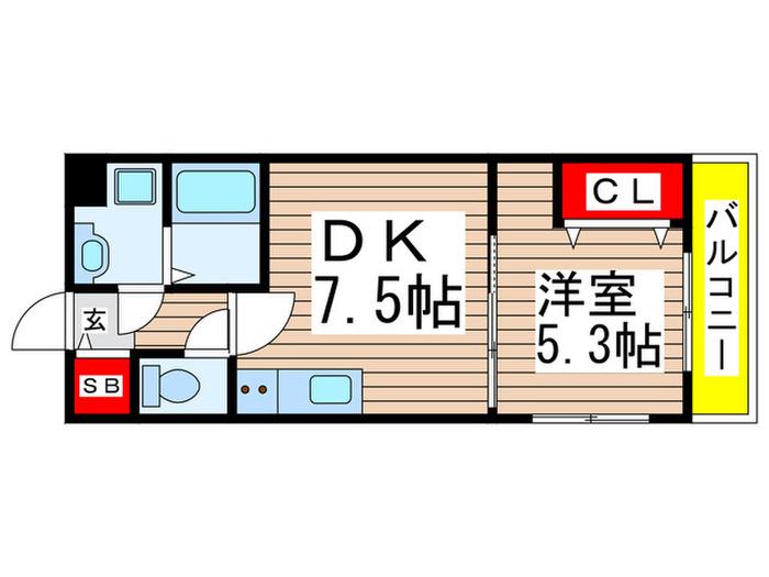 VICTORIAN COURT FUNABASHI(1DK/3階)の間取り写真