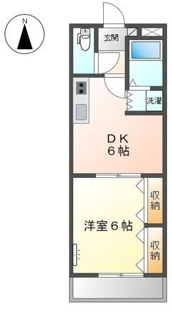 セゾンしおひ(1DK/2階)の間取り写真