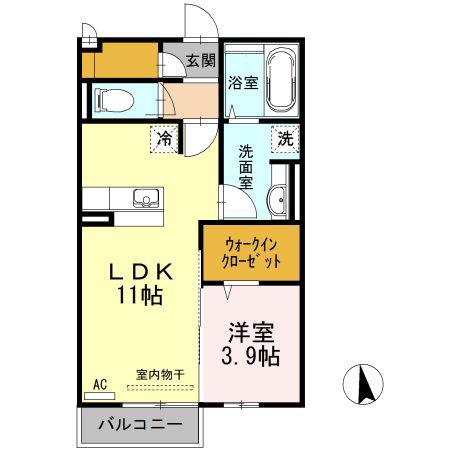 KRANEA(1LDK/2階)の間取り写真