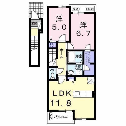 ノブレスオブリージュ(2LDK/2階)の間取り写真