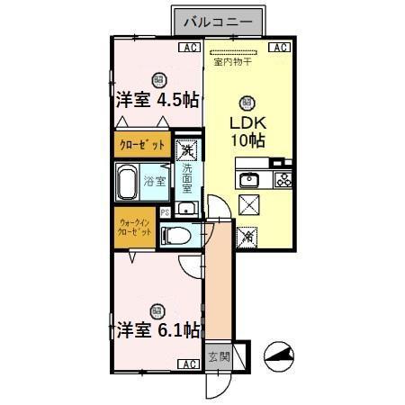 プラージュ(2LDK/1階)の間取り写真