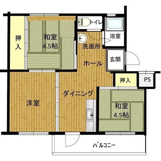 姫路青山 5号棟(3DK/1階)の間取り写真