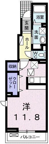エスペランサ中仁野VI(ワンルーム/1階)の間取り写真