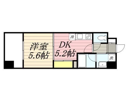 ルネッサンス21久留米六ツ門(1DK/10階)の間取り写真