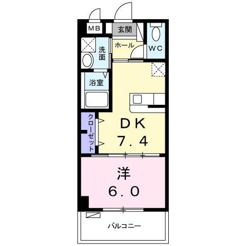 CLEMENT 煌 I(1DK/4階)の間取り写真