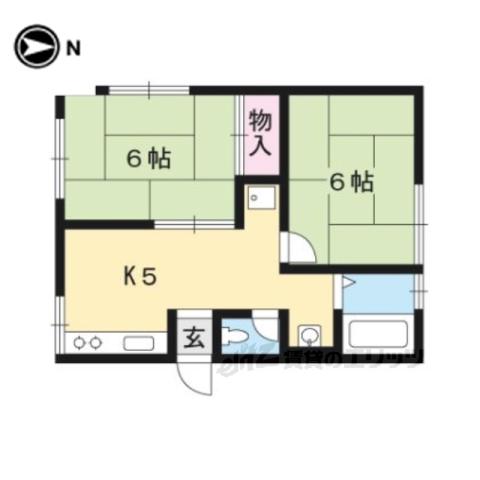 グリーンテラス修学院(2K/1階)の間取り写真