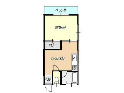 コーポアオガキ(1DK/2階)の間取り写真