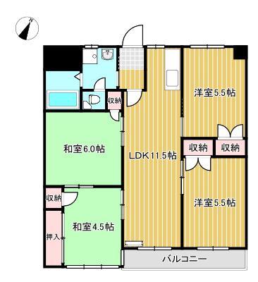 美和ハイツIII(4LDK/3階)の間取り写真