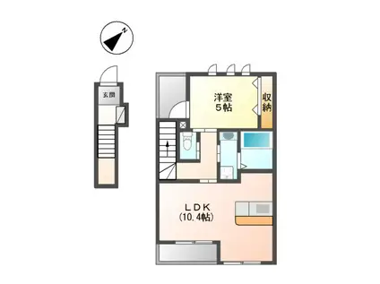 LUNAI SAKURAI(1LDK/2階)の間取り写真