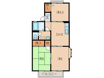 セジュール弐番館(3DK/2階)の間取り写真