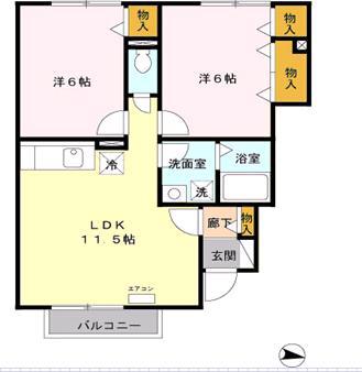 ア・レーズ(2LDK/1階)の間取り写真
