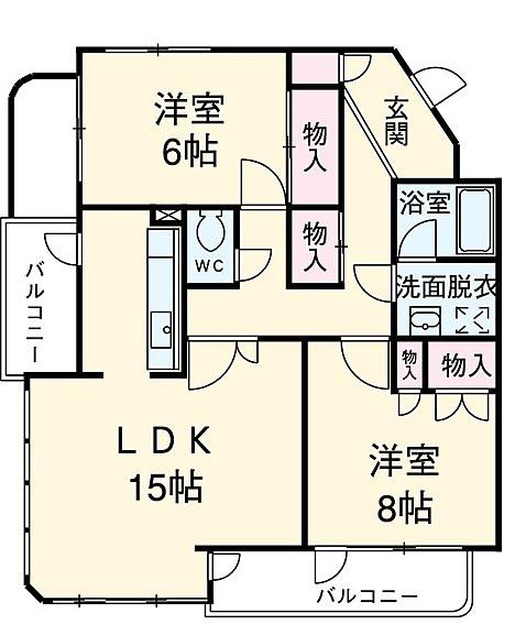 サンシャイン90(2LDK/3階)の間取り写真