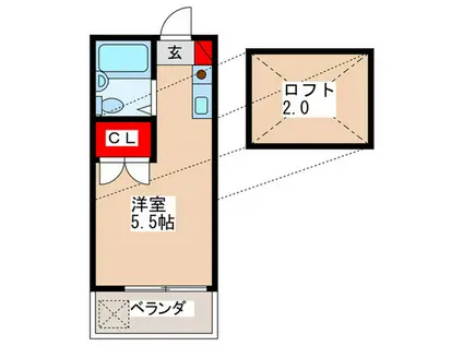 サンプレイス東大和(ワンルーム/1階)の間取り写真