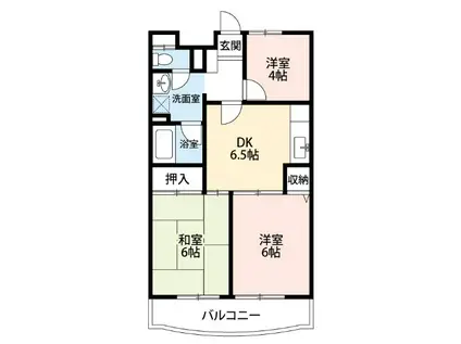 フルール三神三番館(3DK/5階)の間取り写真