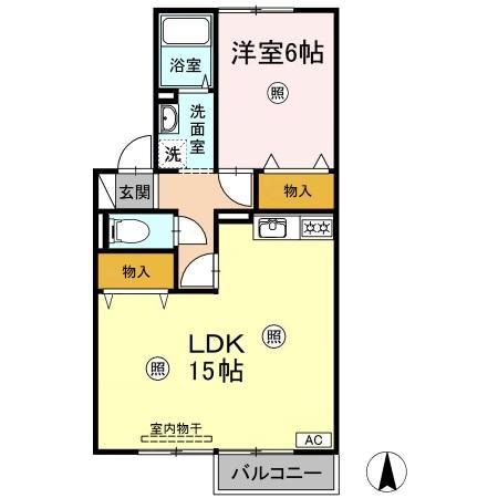 エステート21B(1LDK/2階)の間取り写真