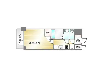 エスリード神戸ハーバーテラス(1K/2階)の間取り写真