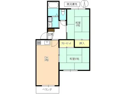 ホワイティー沙羅C棟(2DK/2階)の間取り写真