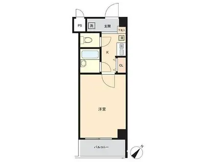 マリオン屋島東(1K/9階)の間取り写真