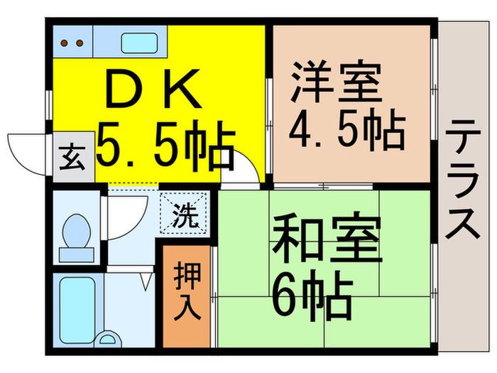 メゾン・エスポワール(2DK/1階)の間取り写真