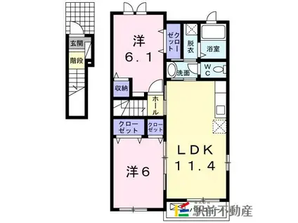 エクセレント・ベル B(2LDK/2階)の間取り写真