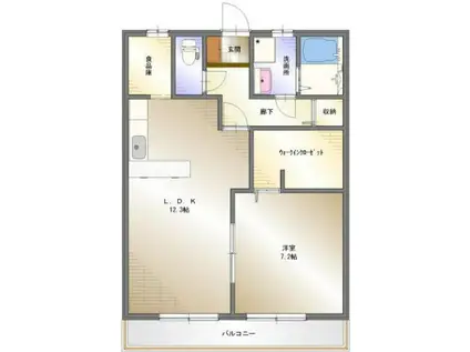 コーポリヲ(1LDK/1階)の間取り写真