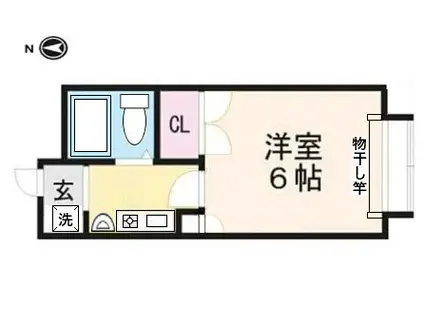 シャルール亀岡矢田(1K/2階)の間取り写真