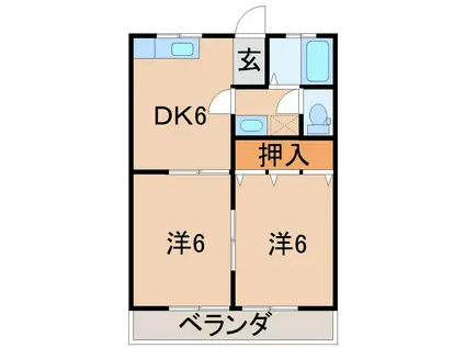 アピア勝山(2DK/2階)の間取り写真