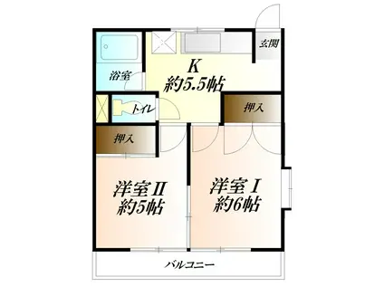 レジデンスコグレ(2K/1階)の間取り写真