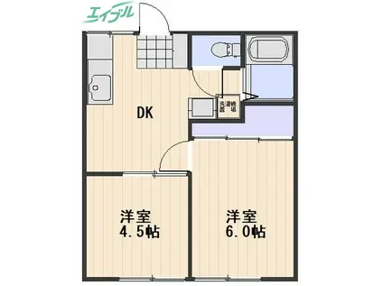 第2芳泉パールハイツ(2DK/2階)の間取り写真