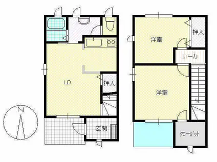 コーラル篠A(2LDK/1階)の間取り写真