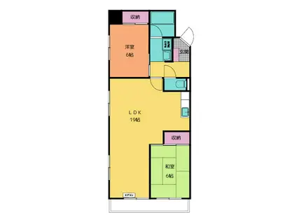 ルナハイツ四日市(2LDK/2階)の間取り写真