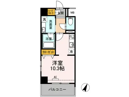 黄金森ガーデンII(1K/5階)の間取り写真