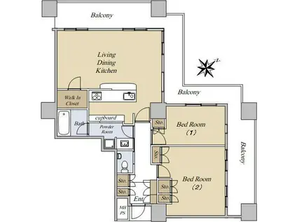 アーバンビューグランドタワー(2LDK/29階)の間取り写真