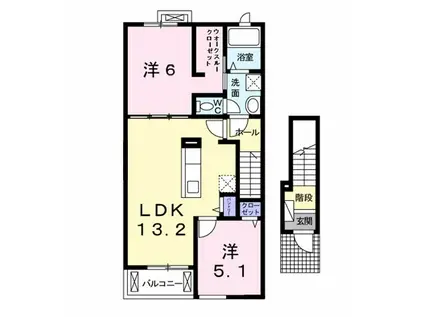 アムール下津II(2LDK/2階)の間取り写真