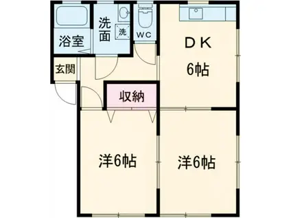 パークハイツA棟(2DK/2階)の間取り写真