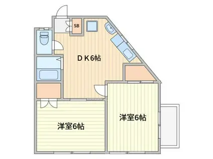 コーポルモト(2DK/2階)の間取り写真