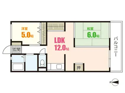 メゾン荒木ビル(2LDK/4階)の間取り写真