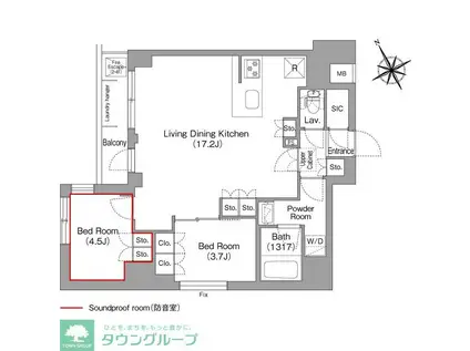 コンフォリア・リヴ平井MUTIO(2LDK/3階)の間取り写真