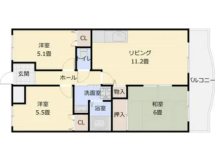 カーザDIポルタ(3LDK/3階)の間取り写真