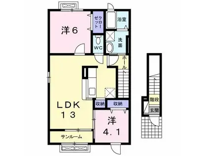 コンフォート ココ I(2LDK/2階)の間取り写真
