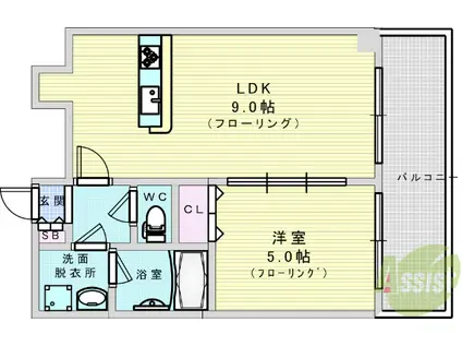 CITY SPIRE十三東(1LDK/5階)の間取り写真