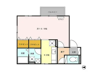 サニーハウス三日市(1K/2階)の間取り写真