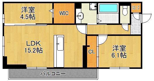 アピアランス中井(2LDK/3階)の間取り写真