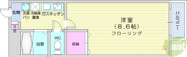 宮町クレストマンション(1K/2階)の間取り写真