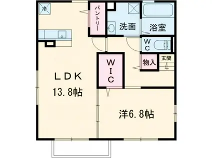 ステラB棟(1LDK/2階)の間取り写真